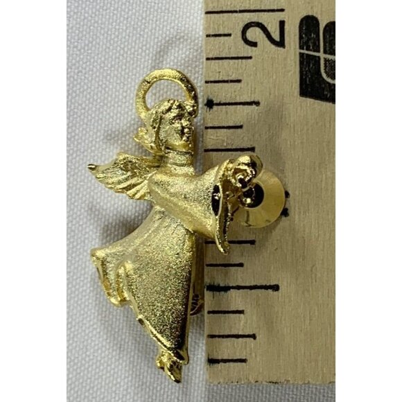 Vintage Avon Gold-Tone Angel Lapel Pin With Bell Design By Robyn Rush USA Made - Picture 7 of 8